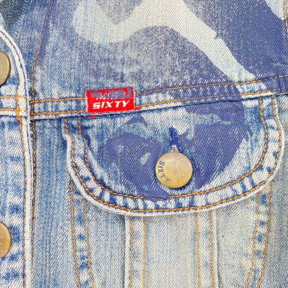 VTG Miss Sixty Women XS Ross Jacket Blue Denim Cropped Once We Had LOGO Vintage - Picture 4 of 7